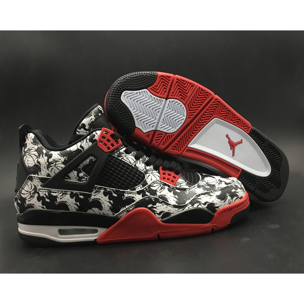 black white red jordan 4