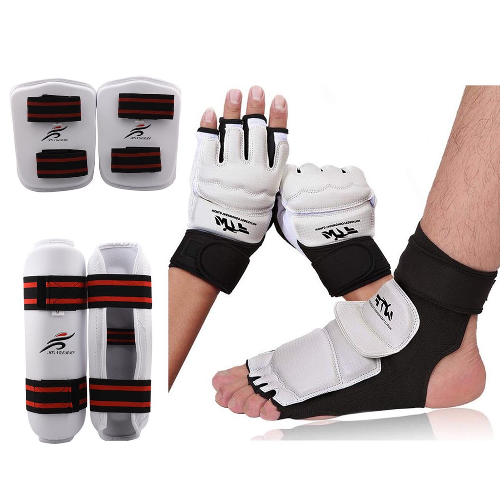 Karate Gloves Taekwondo Sparring Gear Knee Protector Set Shin Guard Fight Boxing MMA for Adults Children Martial Arts Equipment