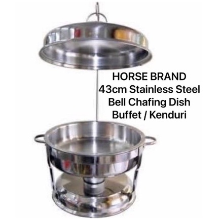 HORSE BRAND 43cm Stainless Steel Bell Dome Set Chafing Dish/ Buffet/ Chafer/ Hanging Buffet / Katering / Kenduri Gantung