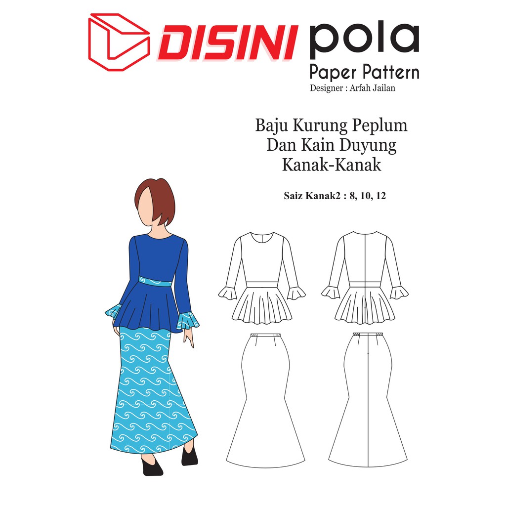 Pola Pakaian Kurung Peplum Dan Kain Duyung Kanak Kanak Designer Arfah Jailan Shopee Malaysia