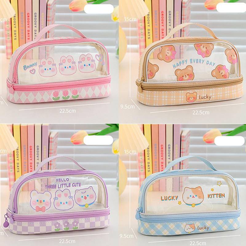 Casual Travel 2022 PVC Large Capacity Pencil Case Kawaii School Pen Supplies cosmetic Storage Bag Students Cases Big ... - Image 4