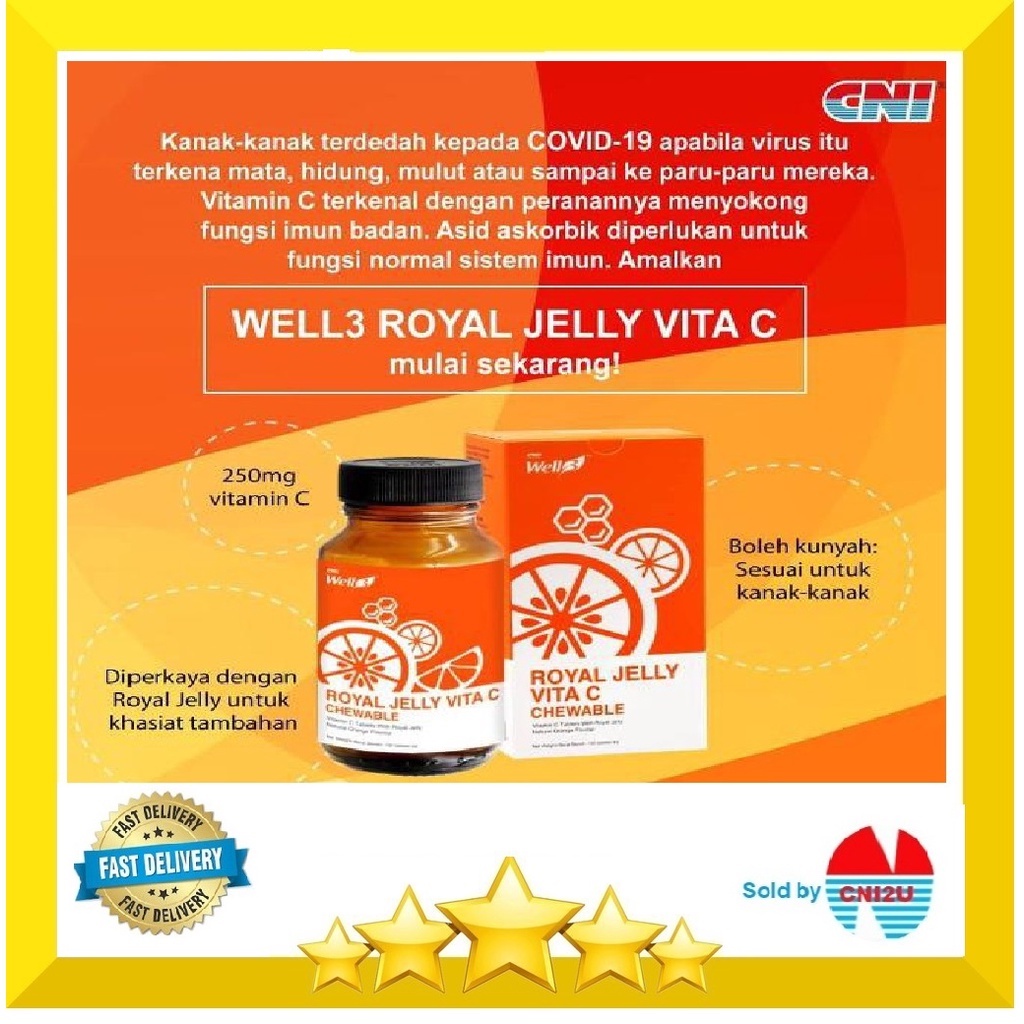 CNI Well3 Royal Jelly Vitamin C 100 tablets x 250mg (Increase immune