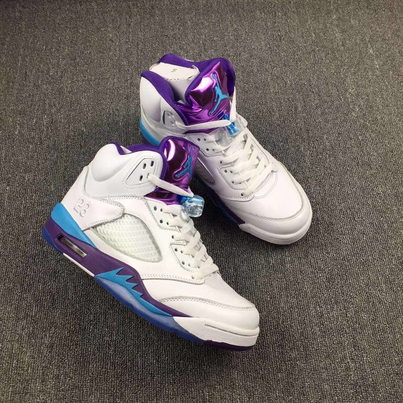 white purple blue jordans