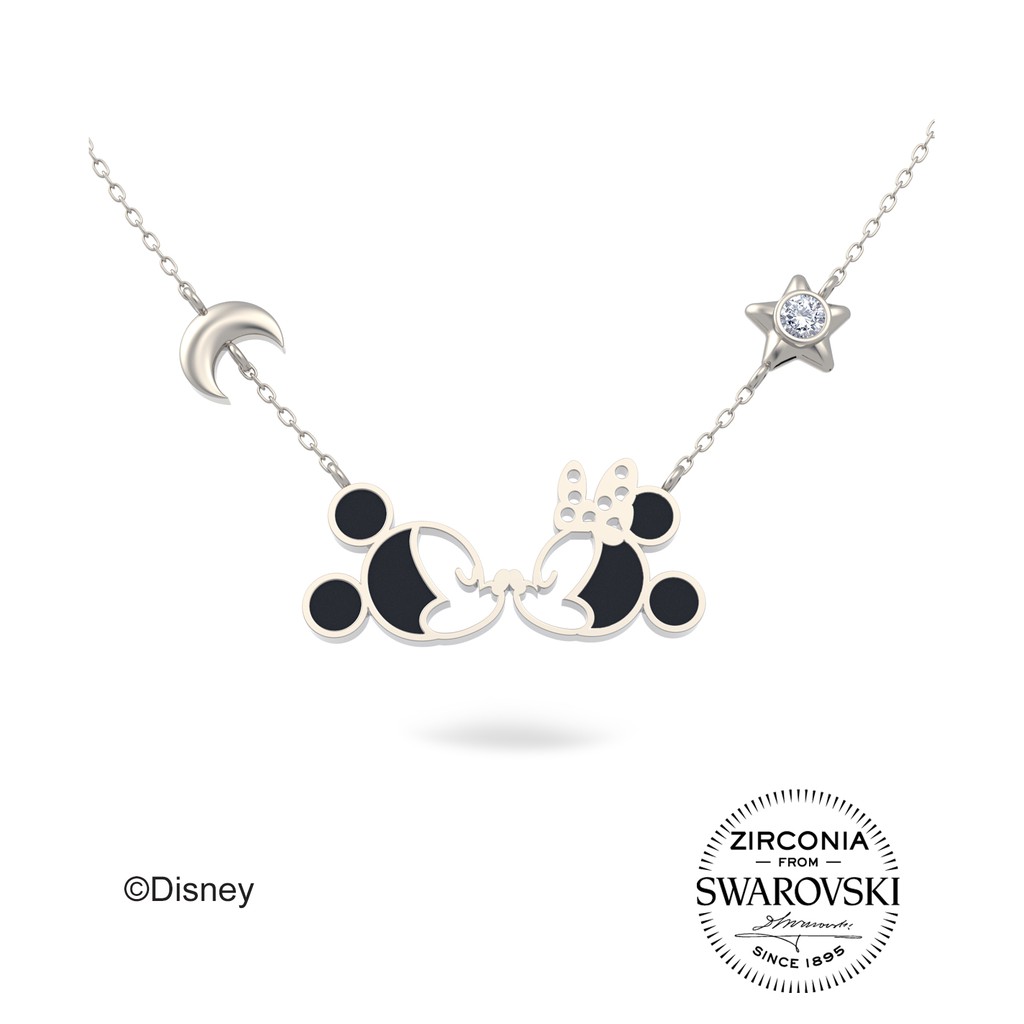 Disney X Aurora Italia Mickey Minnie Starry Night Swarovski Necklace White Gold Plated Swaroski 18k Shopee Malaysia