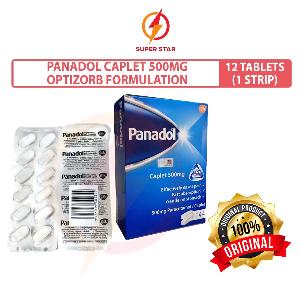 Panadol Caplet 500mg Optizorb Formulation 12 Tablets Strip Shopee Malaysia 8233