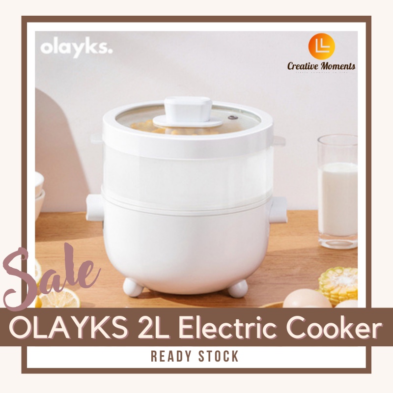 OLAYKS Electric Pot Multifunction Electric Cooker Rice Cooker Ceramic Steamer Cooking Pot Hot Pot Fry Cook Nonstick Pot