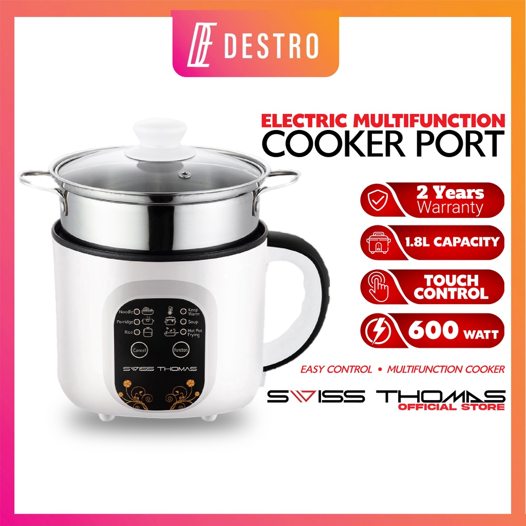 Destro 6 Program Electric Multifunction Non Stick Cooker Pot with Stainless Steel Steam Tray