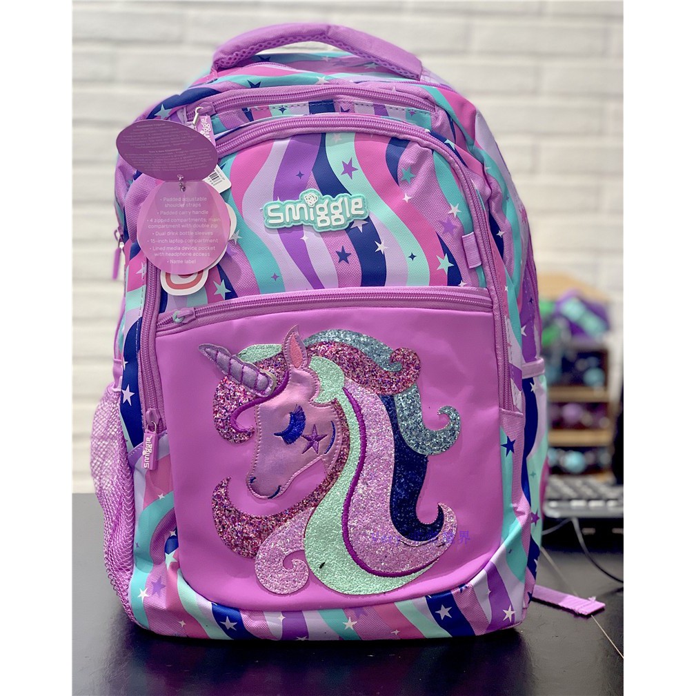 smiggle purple unicorn bag