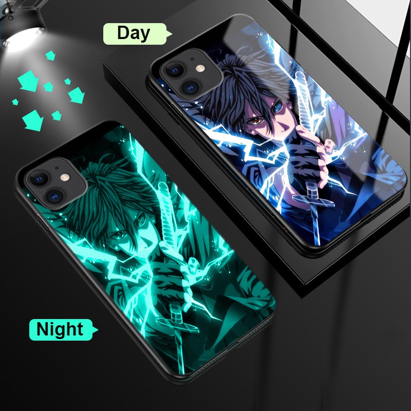 Case For Iphone 11 Anime Naruto Sasuke Luminous Casing For Iphone 12 12 Pro Iphone 11 Pro Max Iphone X Xs Xs Max 7 Plus 8 Plus One Piece Luffy Night Glowing