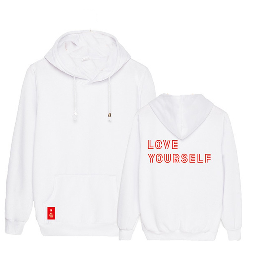 bts love yourself white hoodie