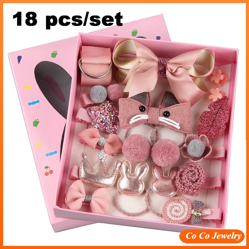 COCOJEWELRY 18pcs/set Klip Rambut Children's Hair Clip Girl's Headwear