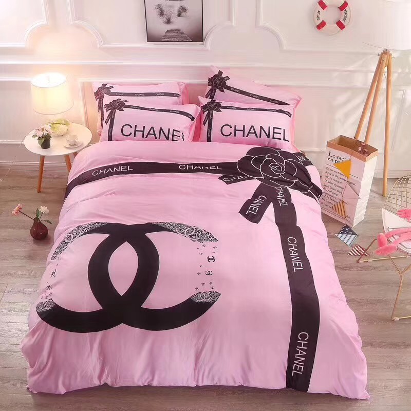 Chanel Bedsheet Comforter Set 4 In 1, Chanel King Size Bedding