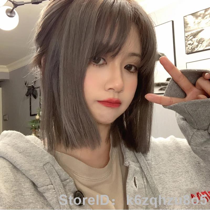 longWig female short hair natural round face fluffy Korean hairstyle  Japanese short hair student long straight clavicle | Shopee Malaysia