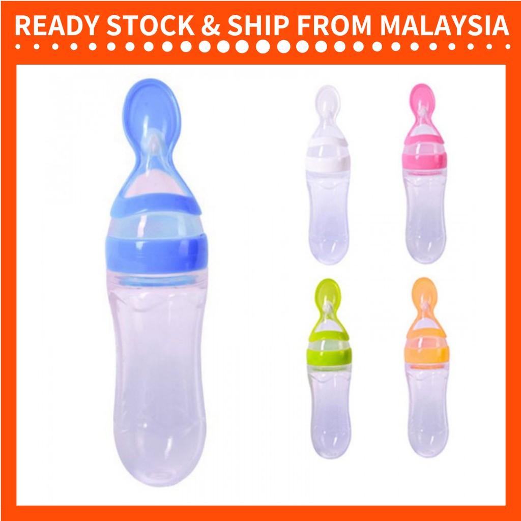 Infant Baby Kids Silicone Feeding With Spoon Feeder Food Rice