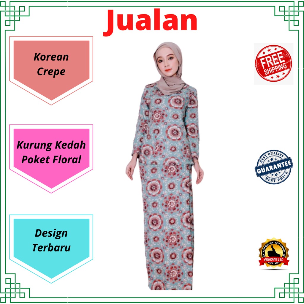 [jualan] Baju Kurung Kedah Poket Design Moden Floral Muslimah Baju