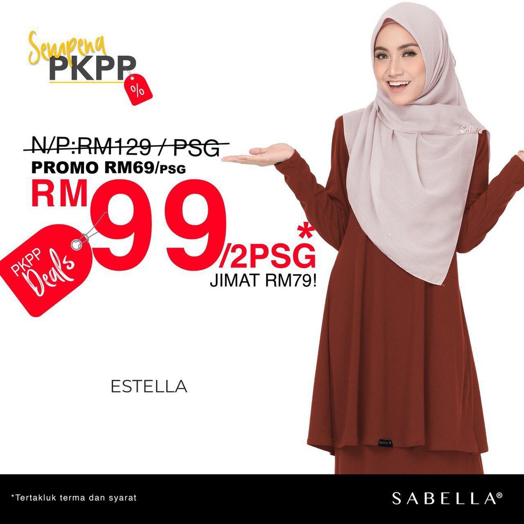  KURUNG  MODEN  TANPA GOSOK ESTELLA 2 0 SABELLA  Shopee Malaysia