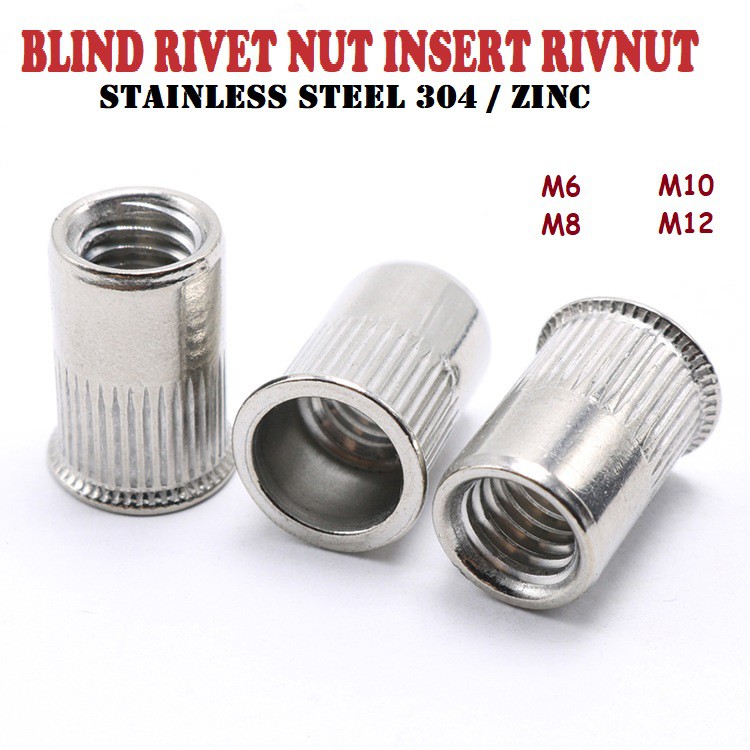 Multi Threaded Blind Insert Rivet Nut Rivnut Nutsert Blindnut M3M4-M8 Screw Bolt 