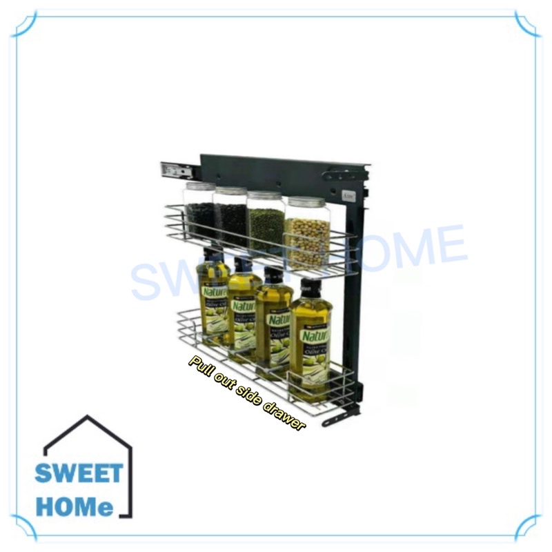 [Chrome] side pull out basket 2 layer with soft close kitchen pull out