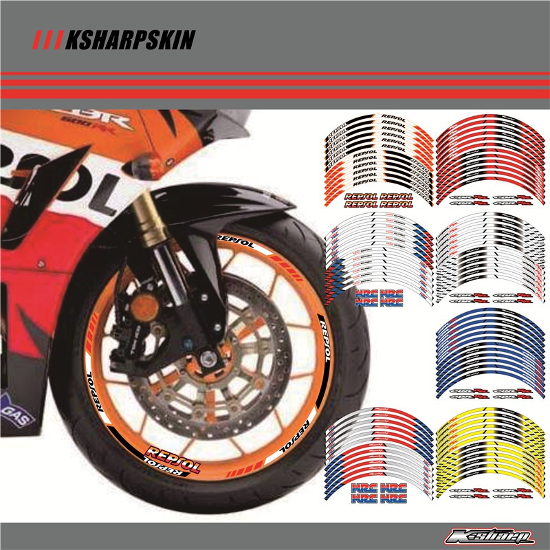 Rim Sticker Wheel Decals Fit All Honda Repsol Hrc Cbr250 Cbr400 Cbr600 Cbr1000rr Shopee Malaysia