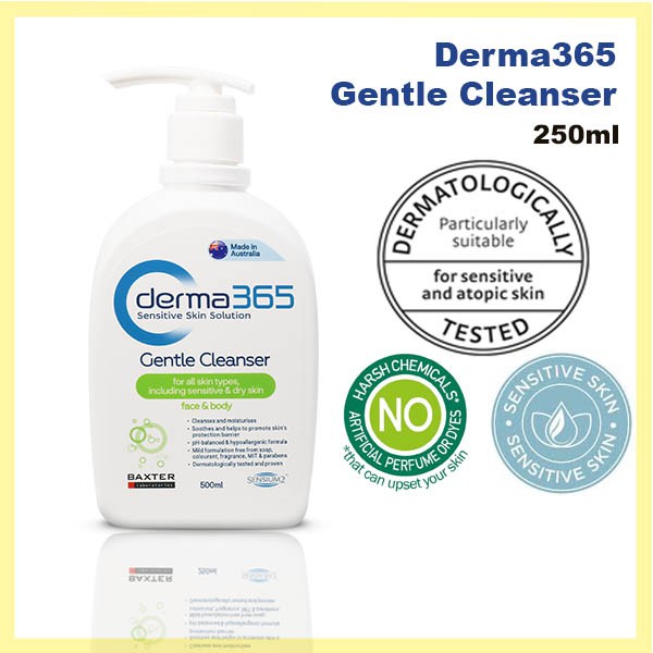 Derma 365 Gentle Cleanser 500ml Face & Body [SUITABLE FOR SENSITIVE AND ECZEMA SKIN] Shopee