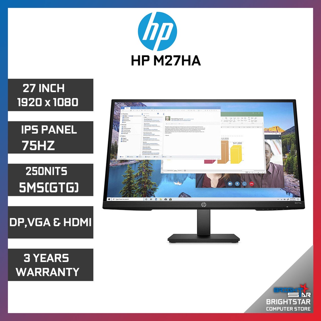HP M27HA Monitor ( 27 Inch / 1920 x 1080 / IPS / 75HZ ) Shopee Malaysia