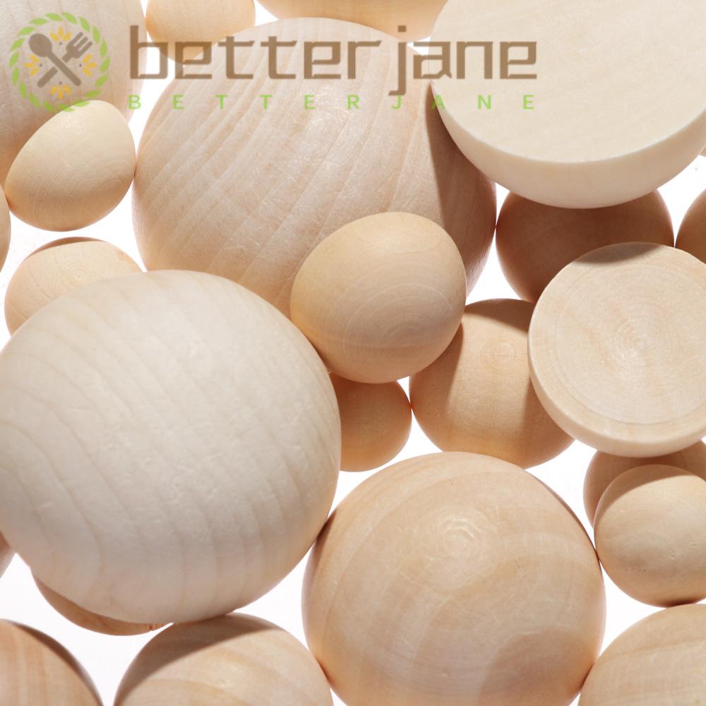 JANE Eco-Friendly Half Wooden Beads Graffiti Split Round Balls Half-faced Wood Accessories DIY Unfinished Natural Jewelry Making