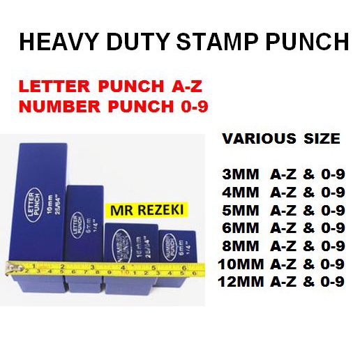 Full Sizes Alphabet A-z 0-9 Letter Number Nombor Punch Punches Plate 