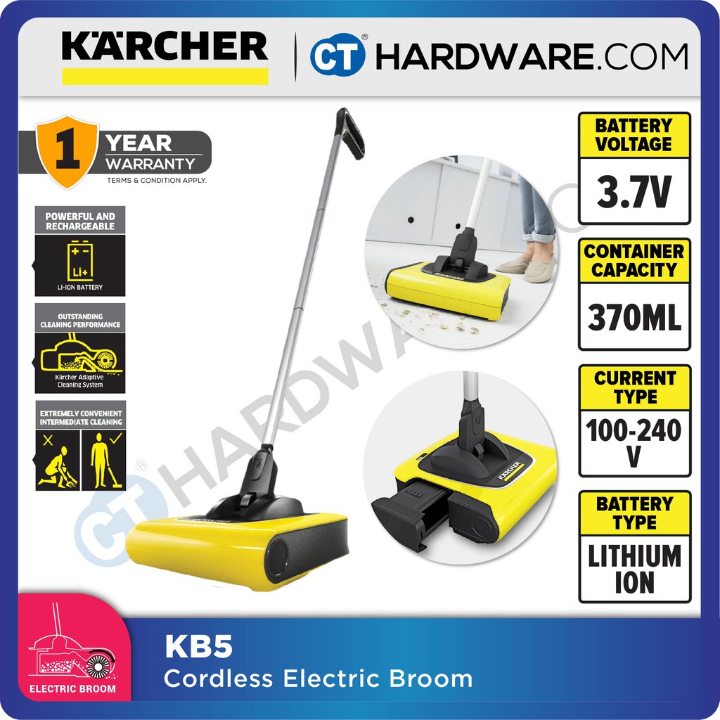 KARCHER KB5 CORDLESS ELECTRIC BROOM 3.7V RECHARGEABLE LIION BATTERY Shopee Malaysia