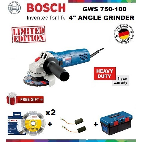 Bosch Gws 750 100 4 Angle Grinder 750 W Shopee Malaysia