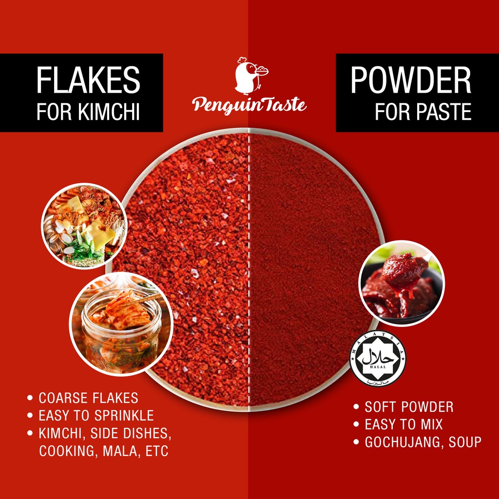 HALAL JAKIM Korean Chili Flakes/Chili Powder - Gochugaru by PENGUIN TASTE/韩式辣椒粉/Red Pepper Powder/Korean Chili