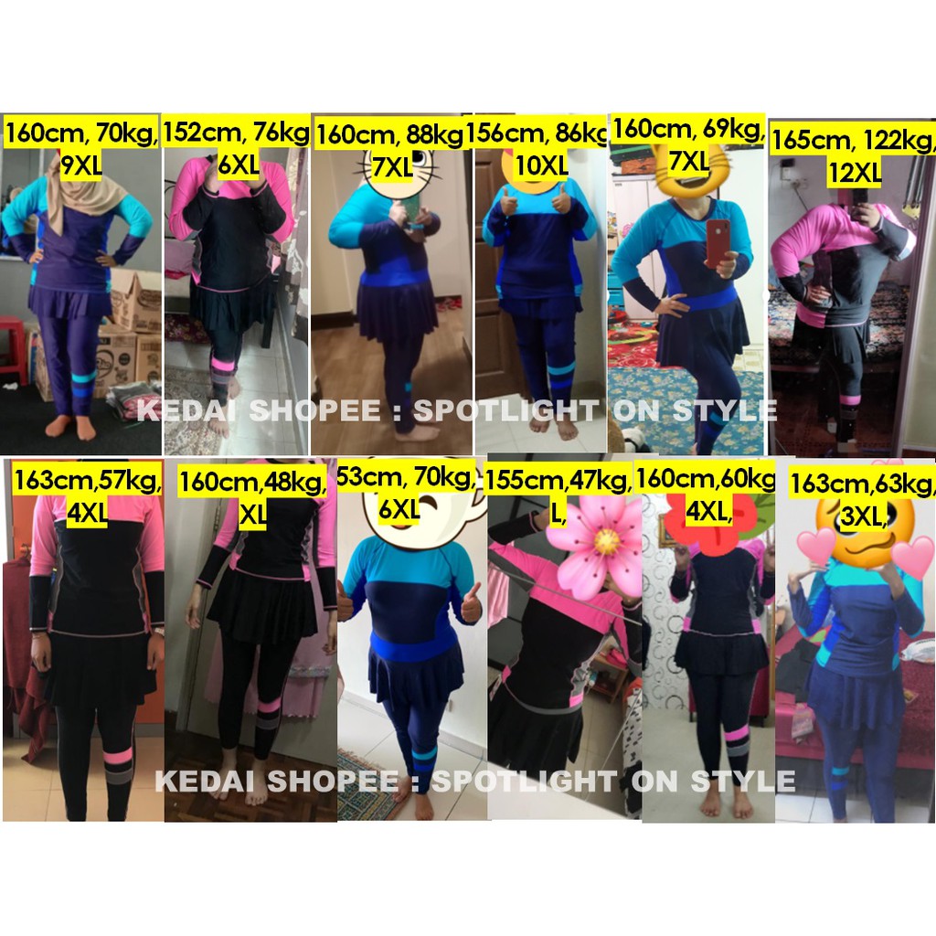 3 Penang Ready Stock M 12xl Women Swimming Suit Muslimah Swimsuit Plus Size Cover Baju Mandi Muslimah Shopee Malaysia