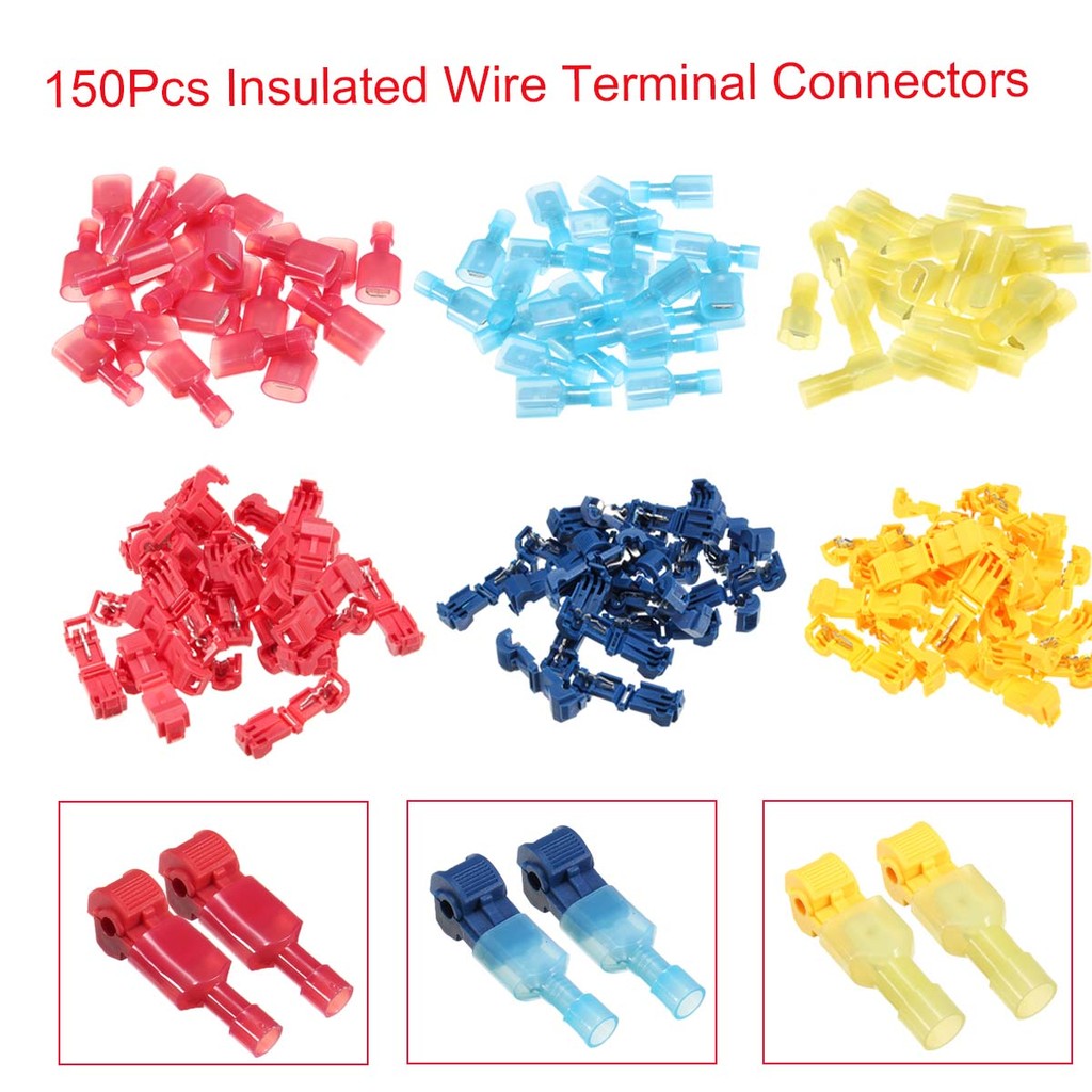50 T-Taps/Male Insulated 14-16 Ga Wire Connectors Car Audio Terminals USA