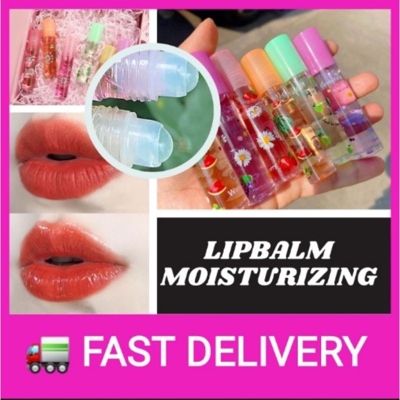 Lip Balm Moisturizing, 6 Colours Roll-On Lip Balm, Fruit Oil Lip Balm, Lip Oil Moisturizing Mirrow Transparent Lips