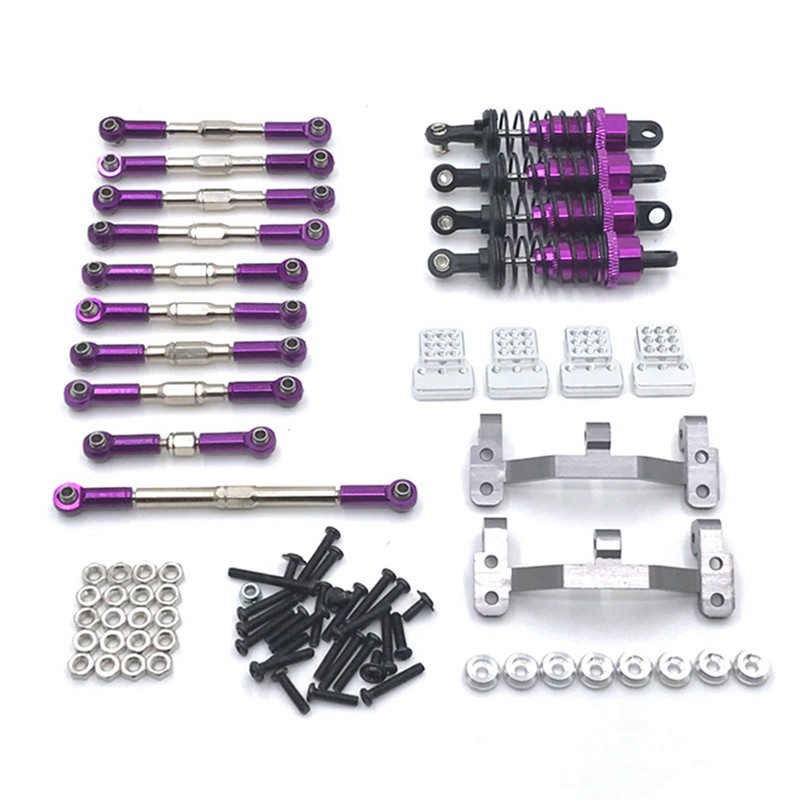 Fauge for WPL C14 C24 C24-1 1/16 RC Car Steering Link Rod Pull Rod Mount Seat Shock Absorber Set Upgrade Accessories,Purple Fauge for WPL C14 C24 C24-1 1/16 RC Car Steering Link Rod Pull Rod Mount Seat Shock Absorber Set Upgrade Accessories,Purple