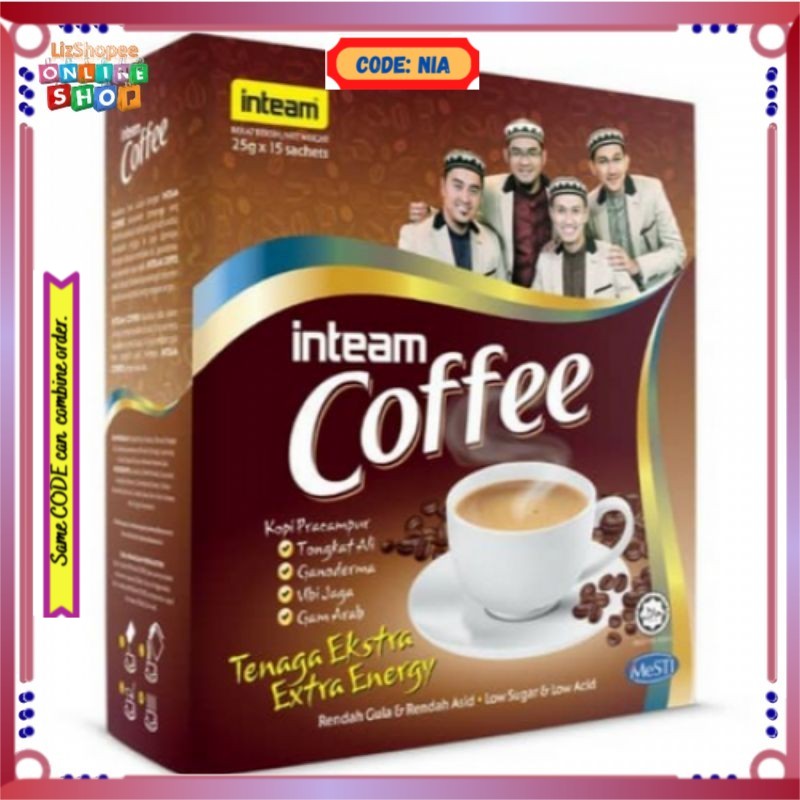 Inteam - coffee 3 in 1 with arabic gum ,ganoderma and tongkat ali | BeeCost