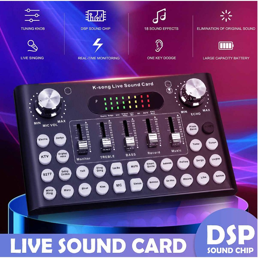 F007 Sound Card Microphone Voice Music Audio Usb Headset Entertainment Karaoke Steamers KSong