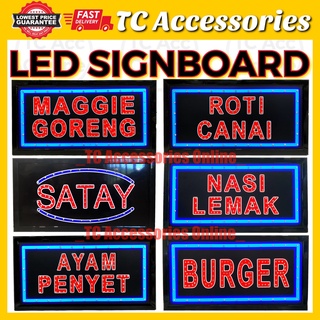 LED Signboard Display Light with Metal Hang Chain Burger Nasi Lemak Tom Yam Satay Cafe Salon Repair Service Barber Shop