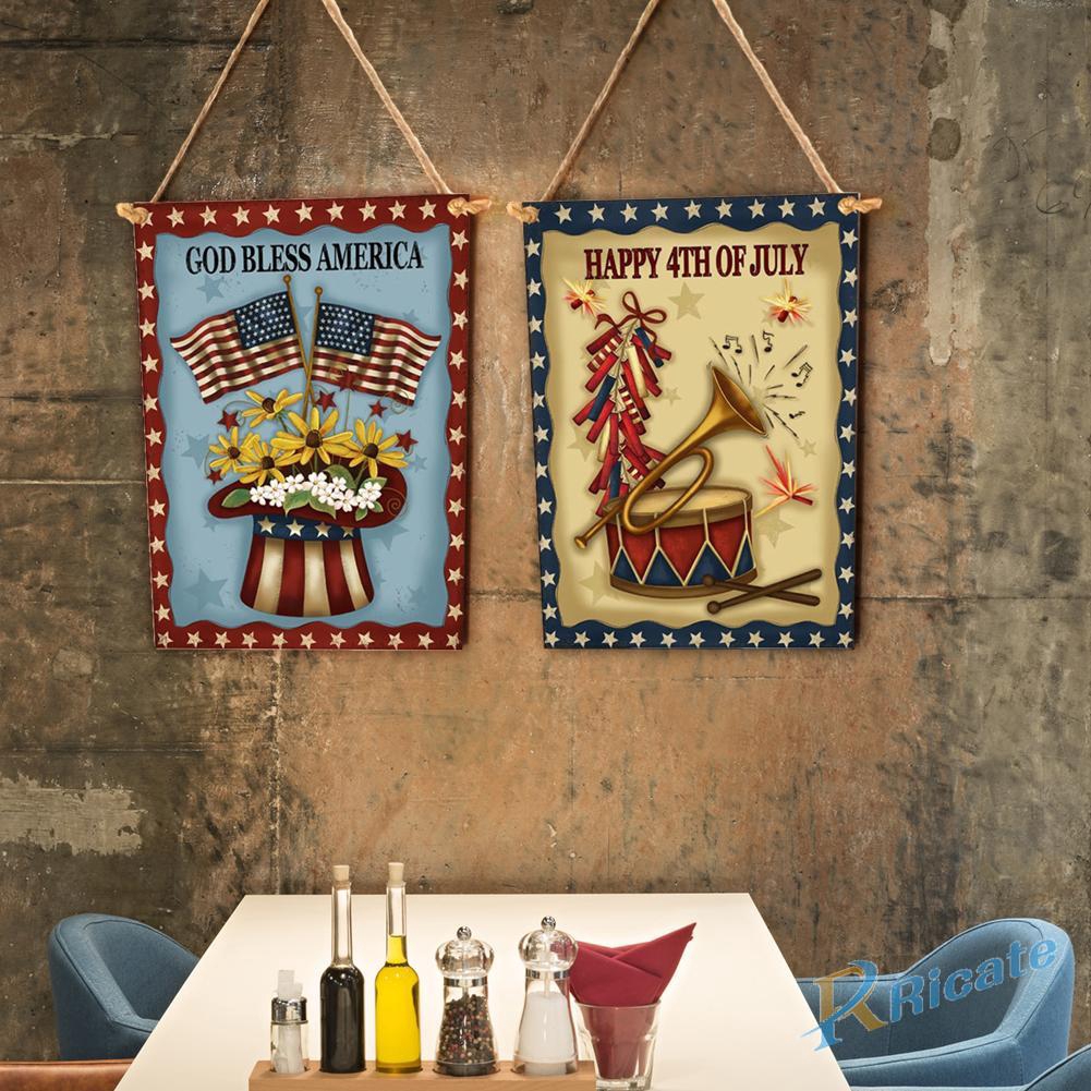 R Wooden Wall Door Sign Board Independence Day Home Decor Hanging