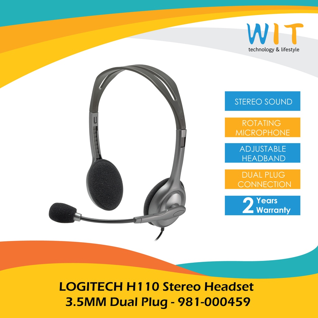 LOGITECH H110 Stereo Headset  3.5MM Dual Plug - 981-000459