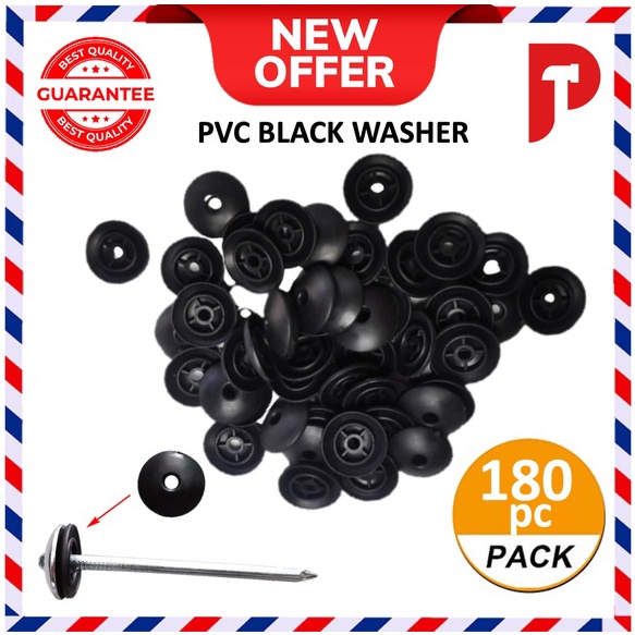 180pcs PVC Black Rubber Washer Ready Stocks For Roofing Nail / Roofing Nail Waser / PVC Wasia Gabus Paku Atap