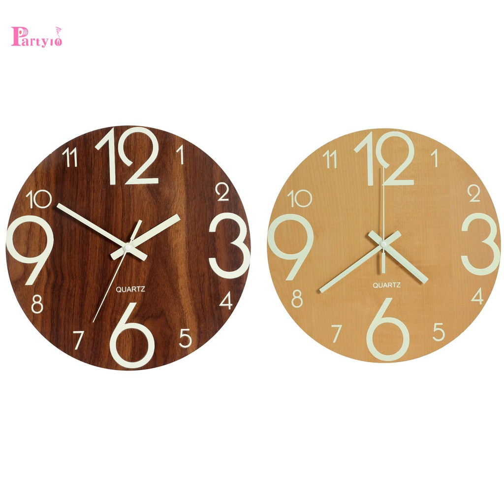 12 Inches Clock with Silent Non-Ticking Glowing Function Red Night Light Wall Clocks Big Solid Numbers Easy to Read Both Day and Night 