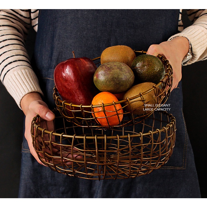 Rustic Fruit Bowl Basket Holder for Kitchen Counters,Table Centerpiece