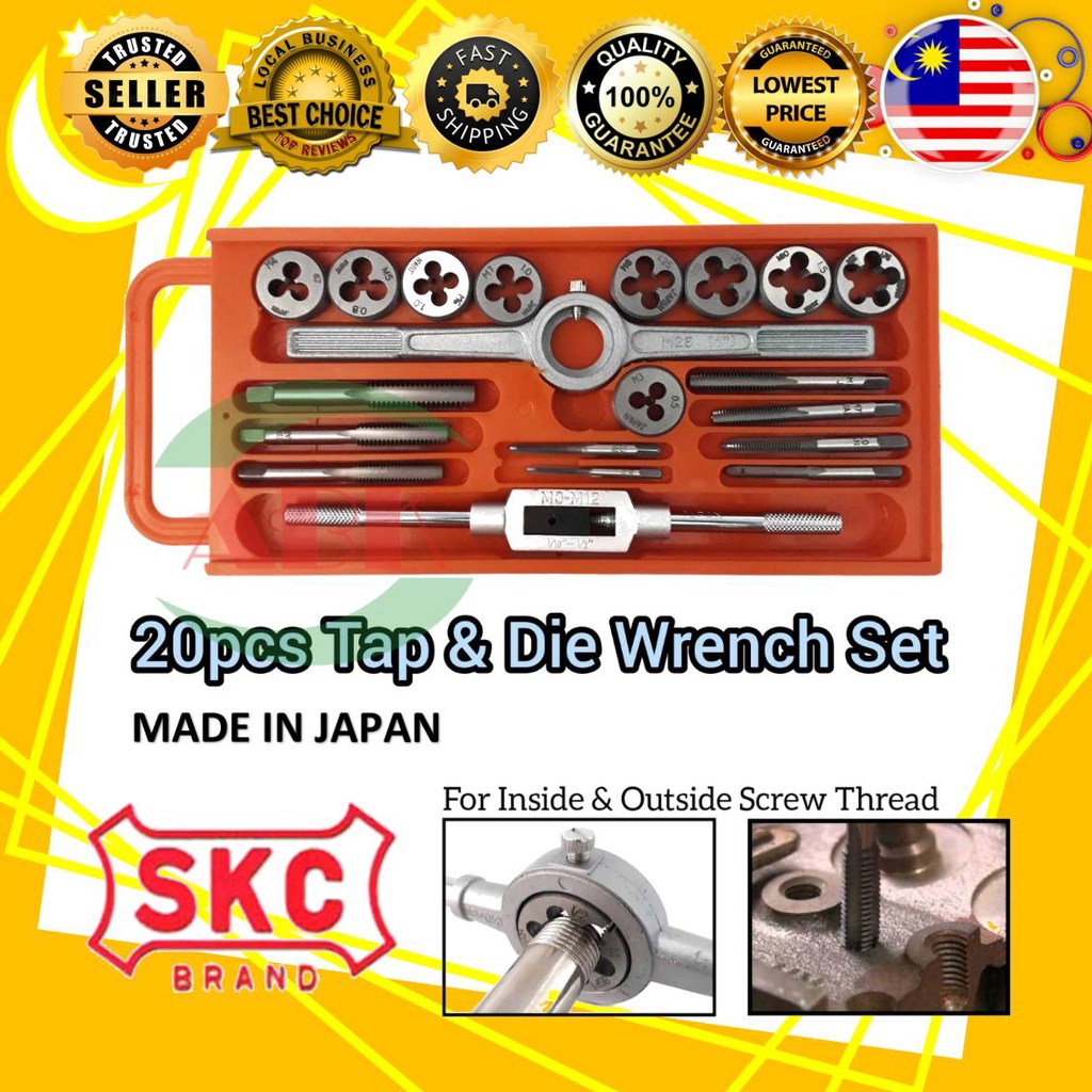 SKC 20PCS METRIC TAP AND DIE SET ALAT BUAT TRIP SCREW (MADE IN JAPAN