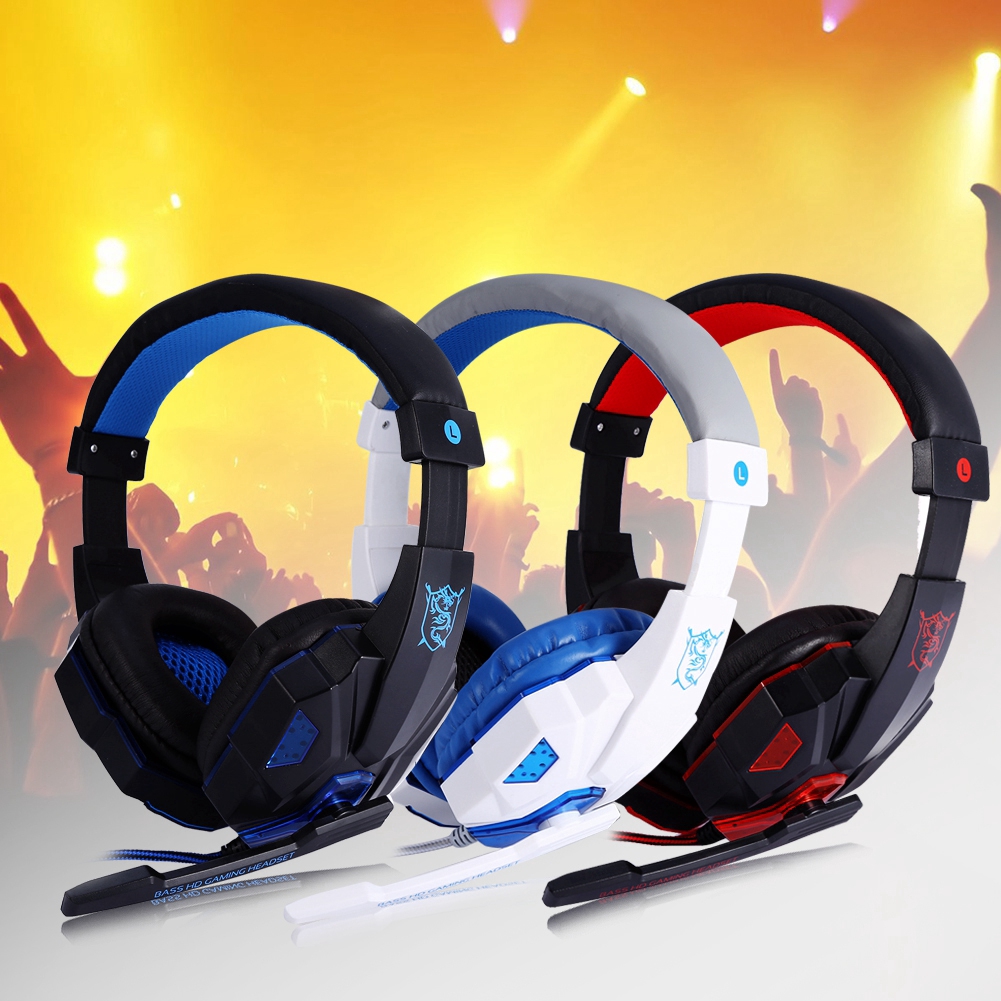 Wired Stereo Gaming Headphone Headsets with Mic LED Light Noise