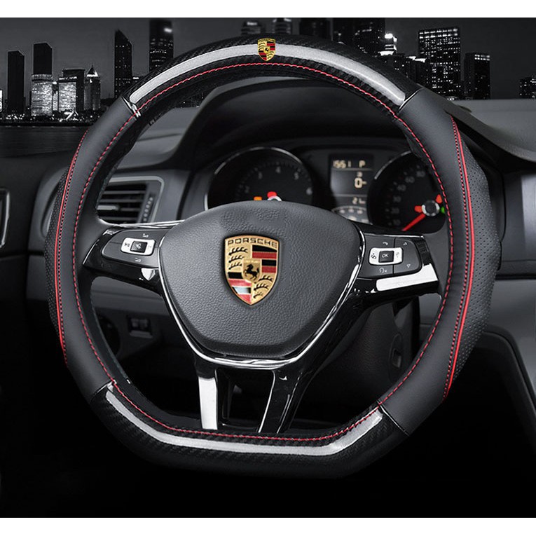 Suede Leather Car steering wheel cover For Porsche Cayenne Panamera Macan 911