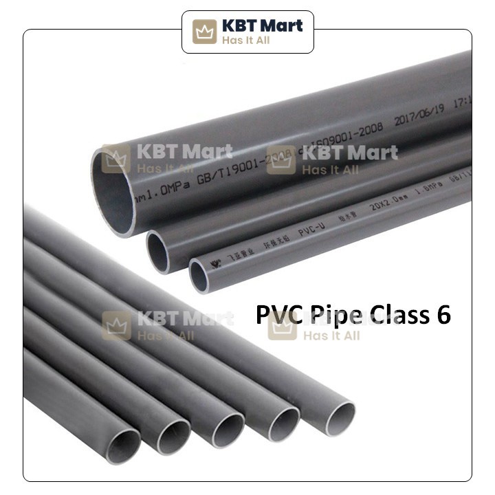 1 Feet Class 6 PVC Pipe 15mm 20mm 25mm Water Pipe Paip Air Kelabu Shopee Malaysia