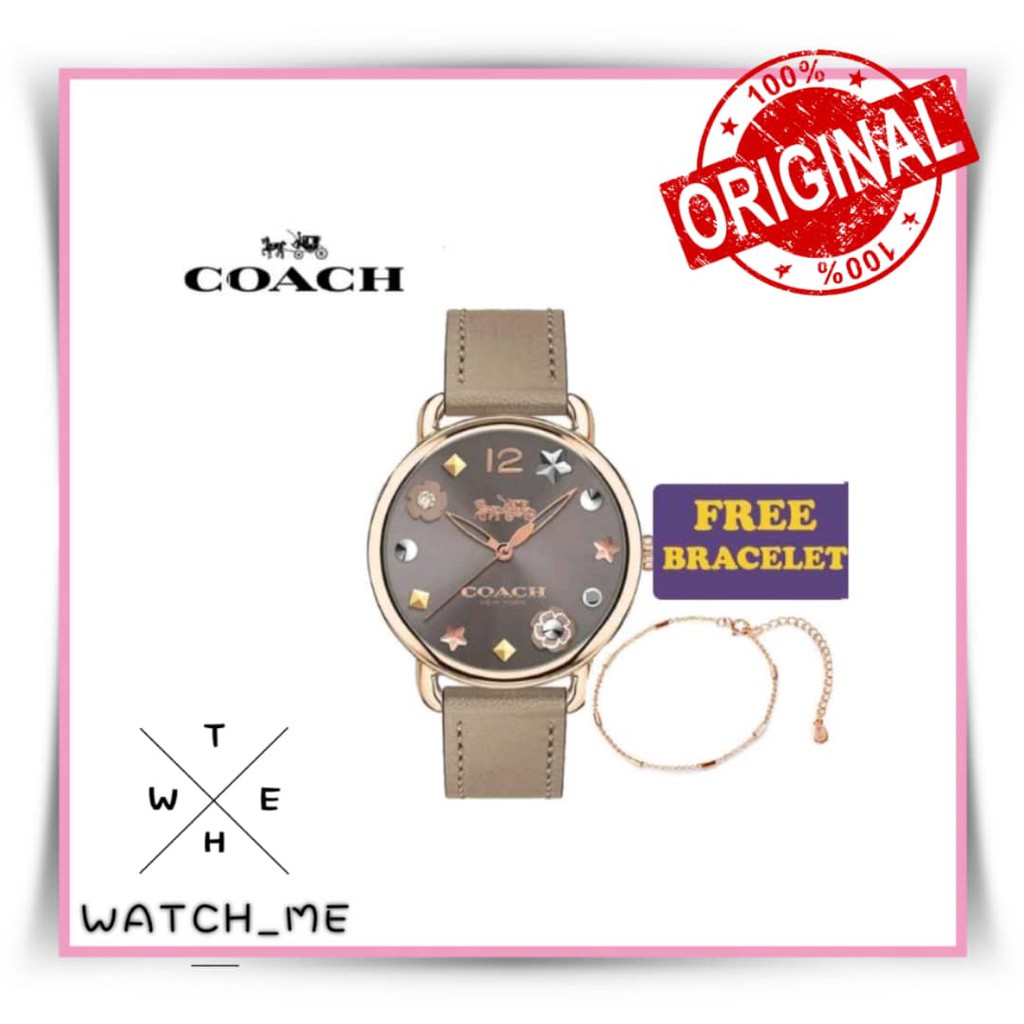 Original Free Bracelet Coach Delancey Charm Grey Sunray Dial Women Ladies Watch Jam Tangan Wanita 14502797 Shopee Malaysia