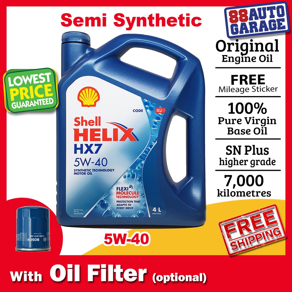 Shell Helix HX7 5W40 (5W-40) Semi Synthetic Engine Oil 4L ...