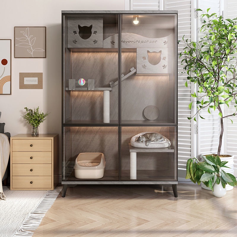 Solid Wood Cat Villa Indoor Large Space Luxury Cat Room Home Cat Nest