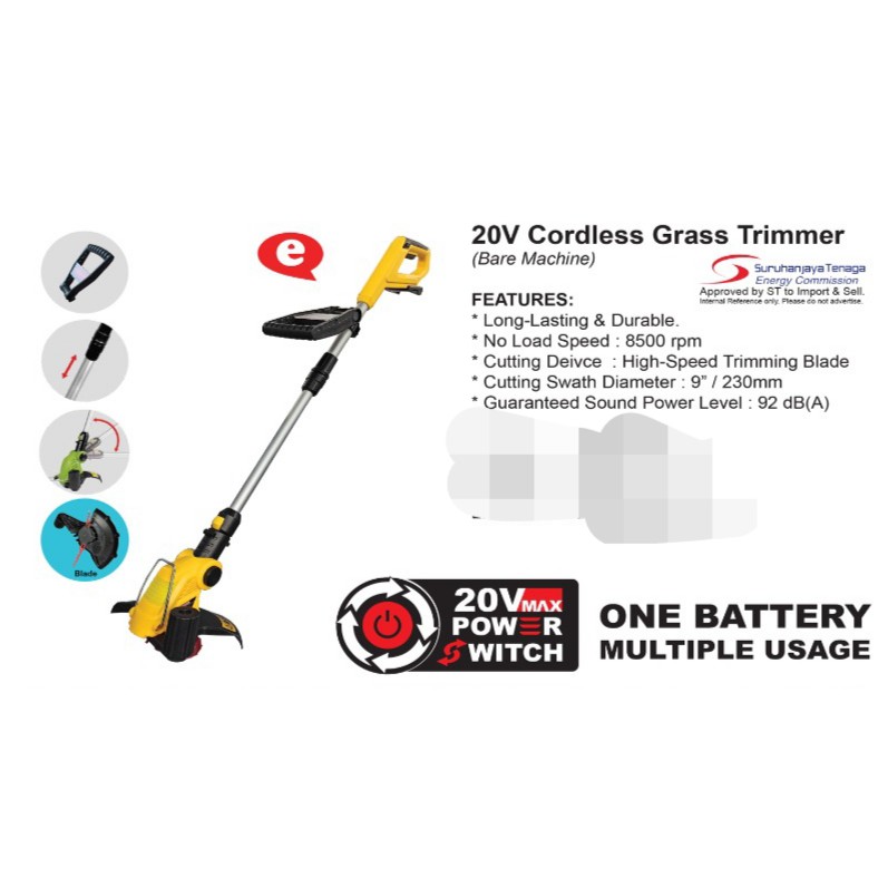 🔥READY STOCK🔥 Bossman Cordless Grass Trimmer 20v 250mm BTB-20M Lawn Mower Mesin Potong Rumput
